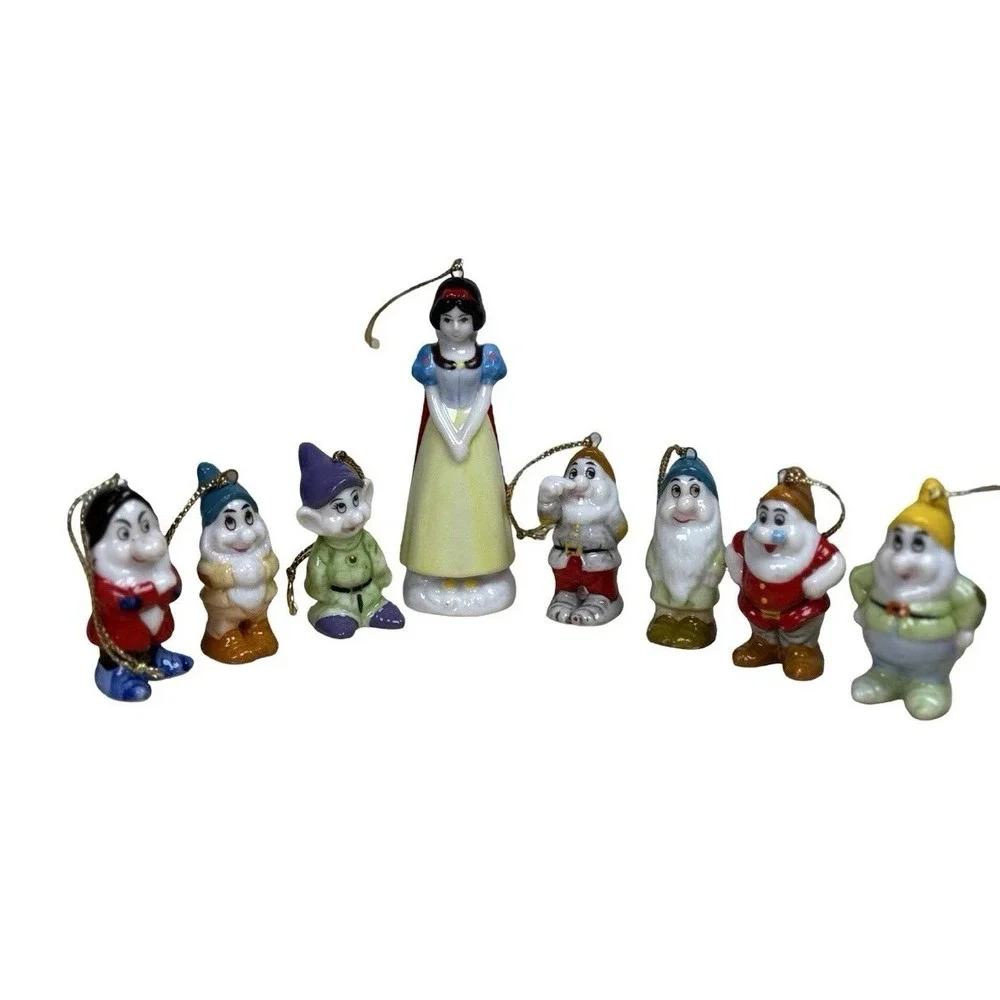 VTG Walt Disney Snow White & The Seven Dwarfs Ceramic Figure/Ornament Set Schmid